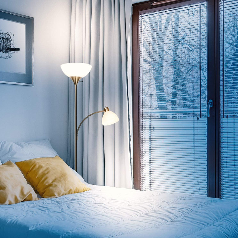 Led Floor Lamp - Super Bright, Dimmable Standing Reading Lamp For Living Rooms & Offices, Gold
