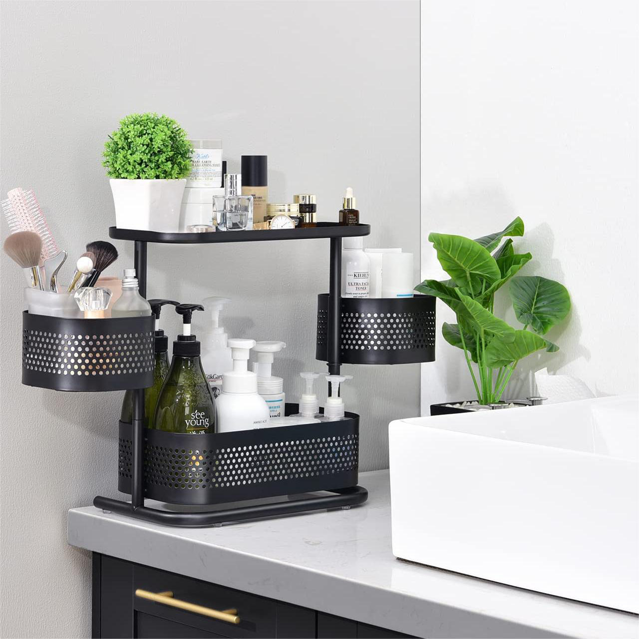 Bathroom Organizer Countertop 3 Tier Foldable Spice Rack Counter  Organization and Storage for Kitchen Bedroom Offices 