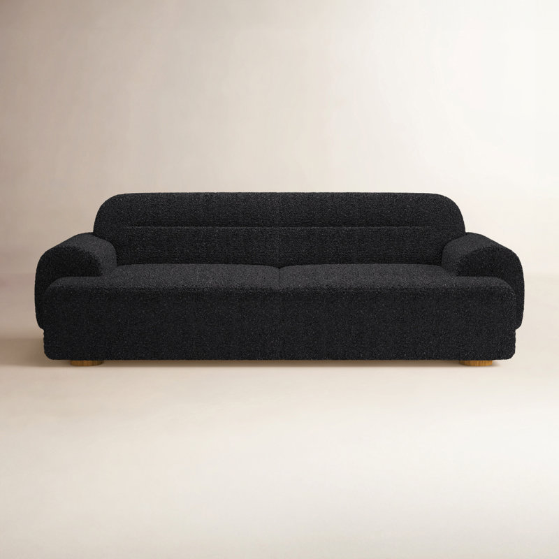 Ayda 89'' Upholstered Sofa, Black Boucle 100% Polyester