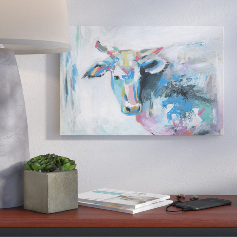 « pastel cow »-impression sur toile, H 24 po x l 36 po x P 1,5 po, Toile tendue
