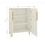Buffet moderne blanc avec poignées dorées pour la cuisine et le bar, design élégant, rangement flexible, bois d'ingénierie de haute qualité, mobilier de salle à manger peu encombrant, esthétique minimaliste,