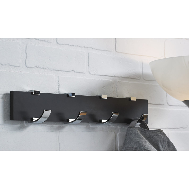 Porte-manteau mural contemporain, Noir/chrome