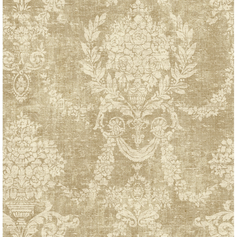 Rouleau de papier peint damassé floral L 33 pi x l 20,5 po Santamaria, Ambre