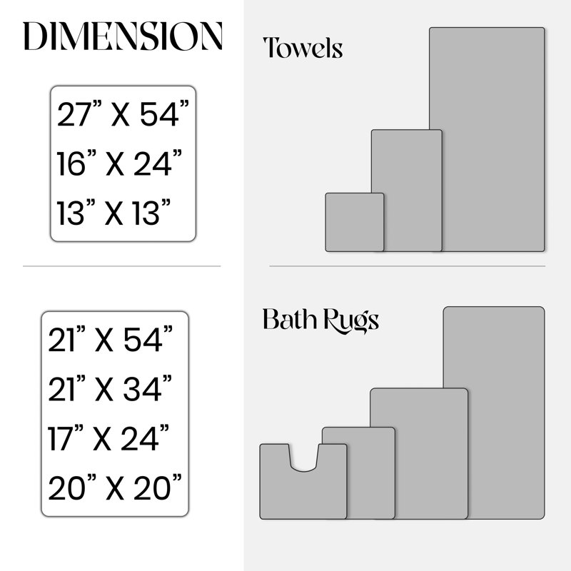 Buariki Collection 100% Soft Cotton 3 Pc Towel Set & 4 Pc Bath Rug Set, (Set of 7), Blue, Blue