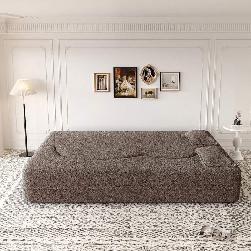 Modern Convertible Floor Sofa With Free Pillows, Foam-Filled Sleeper Sofa Bed For Living Room, Guest Bed, And Playroom, No Assembly Required