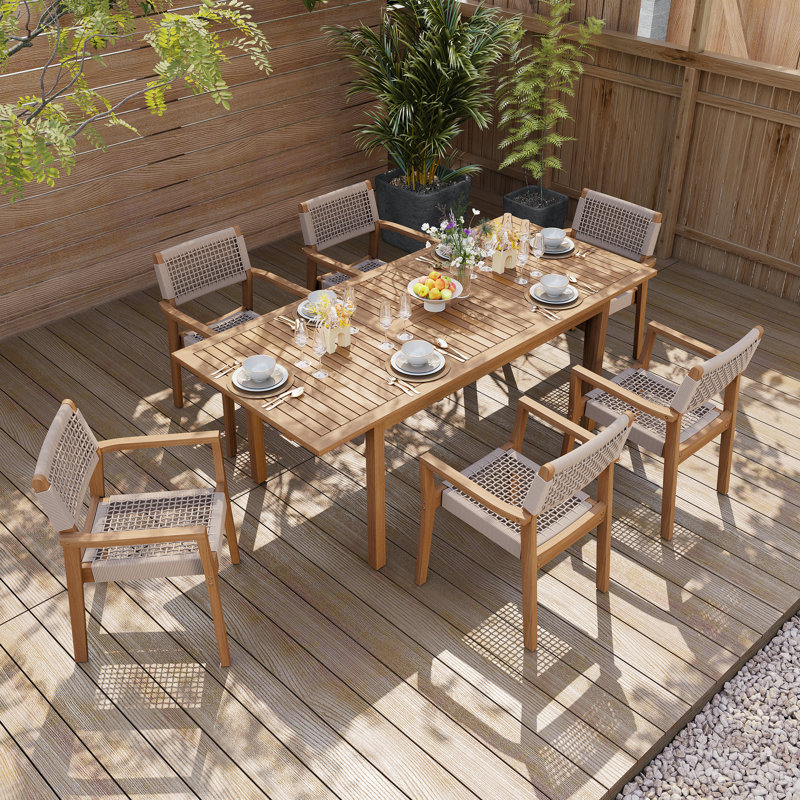 Bennett 6 - Person Rectangular Outdoor Dining Set, Beige