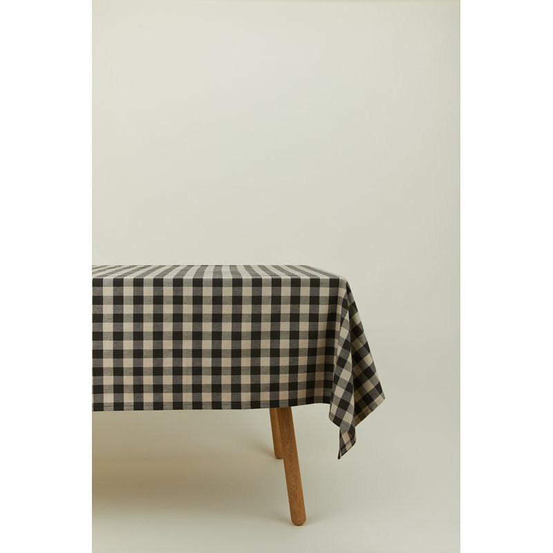 Essential Gingham Tablecloth, Black/Light Gray