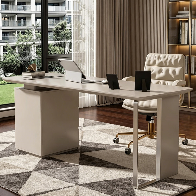 Bureau luxueux de style italien simplifié, Beige, 29.53" H x 55.12" W x 23.62" D