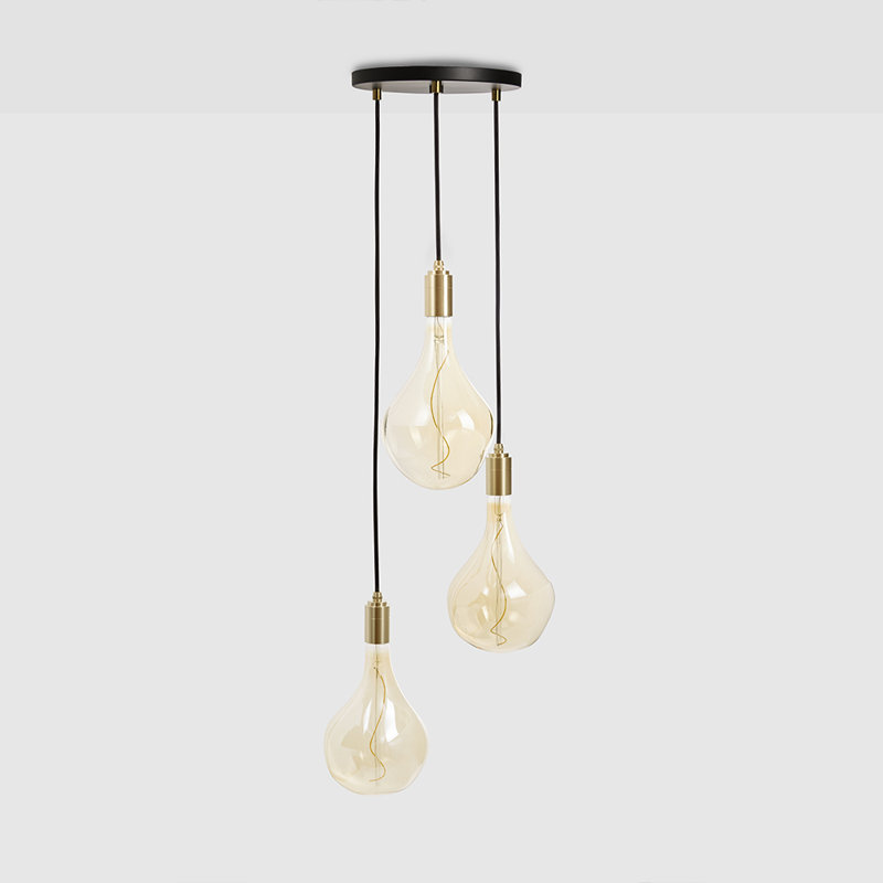 Luminaire suspendu à 3 lumières Voronoi II, Laiton