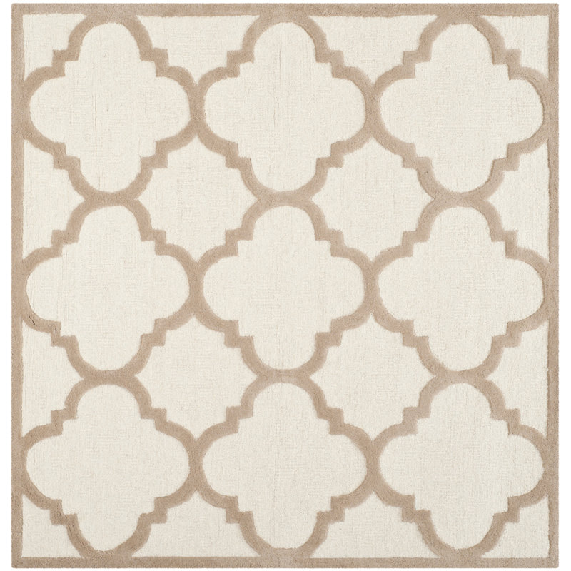 Cannen Hand Tufted Wool Geometric Rug, Square 8'