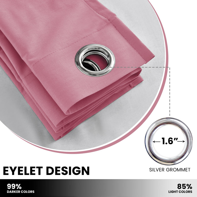 Timiko Blackout Thermal Insulated Curtain Panel, 52" W x 84" L, Pink