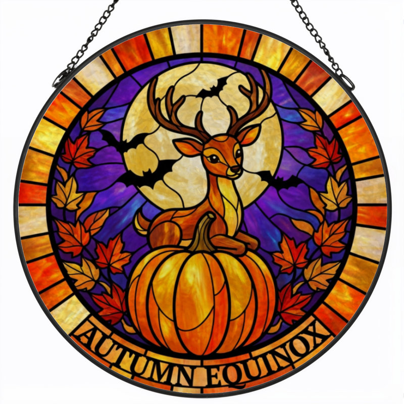 Panneau de vitrail 12 "H 12" Autumn Equinox, H 12 po x l 12 po