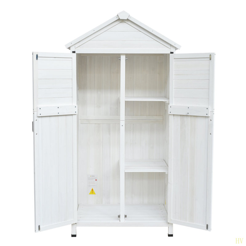 67" Fir Wood Storage Shed With Double Doors