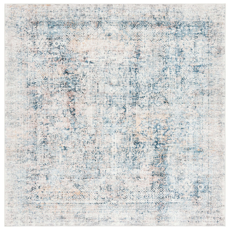 Persaud Area Rug In Navy / Beige, Square 6"
