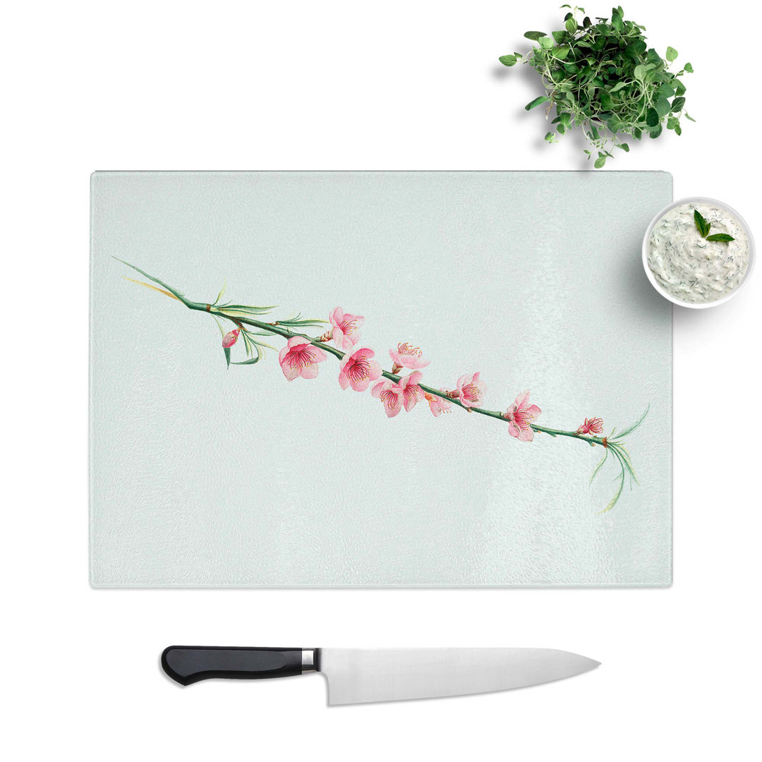 Tempered Glass Peach Tree Blossoms by Giorgio Gallesio Chopping Board