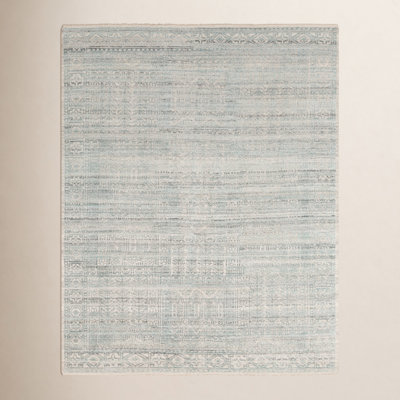 Indrakumar Teal Gray Hand-Knotted Rug