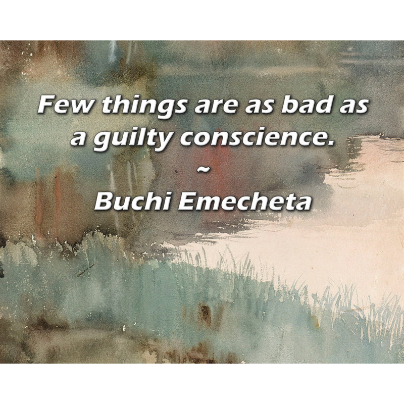 Artsy Quote "Few things are as bad as a guilty conscience." By Buchi Emecheta Gallery Wrapped Canvas, 17" H x 24" W