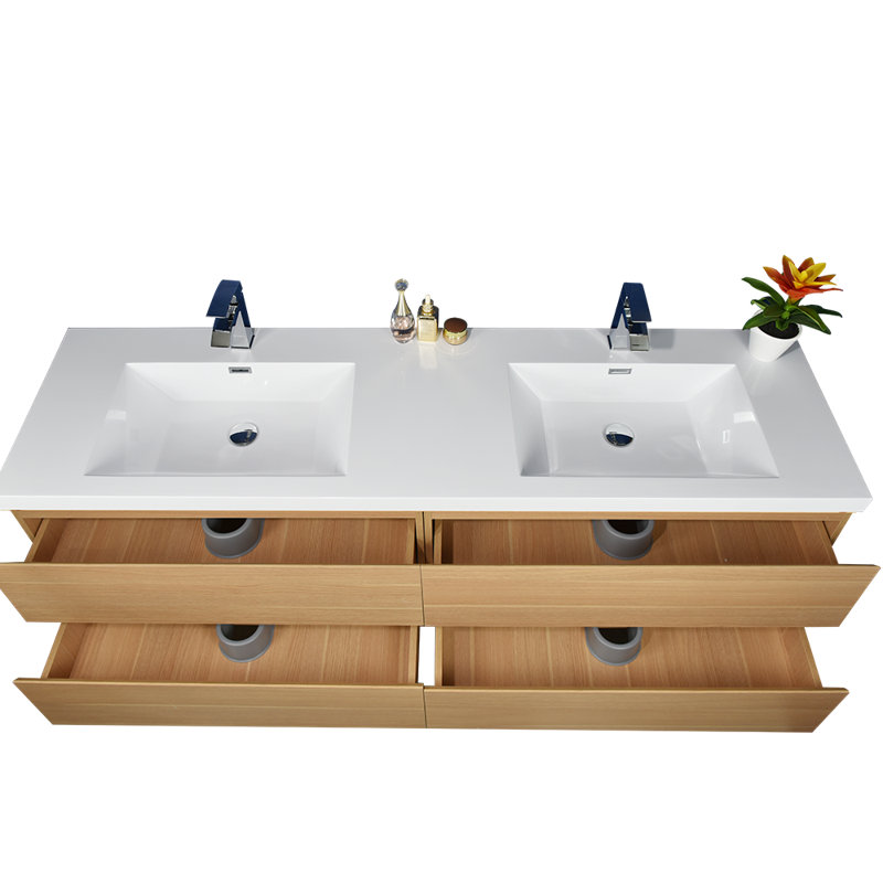 Drason Double Bathroom Vanity with Acrylic Top, Coburg Oak