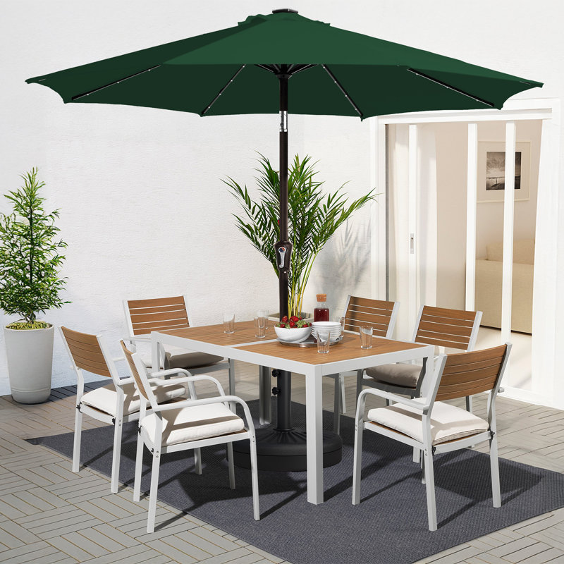 Parasol de marché avec manivelle Beka, Vert foncé, H 91,2 po x l 108 po x P 108 po