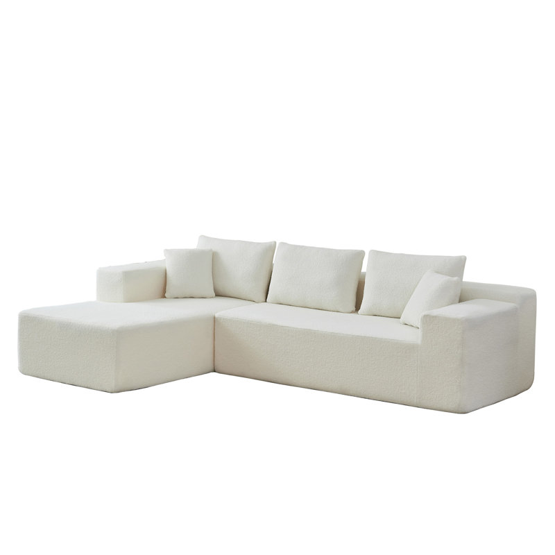 Nahliyah 2 - Piece  L-Shaped  Modular Sectional, White Polyester Blend/Teddy