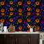 Papier peint adhésif à peler et coller, lanternes colorées, tourbillons colorés, étoiles, noir, auto-adhésif et amovible 24 po x 118 po (60 x 300 cm)-1642747547