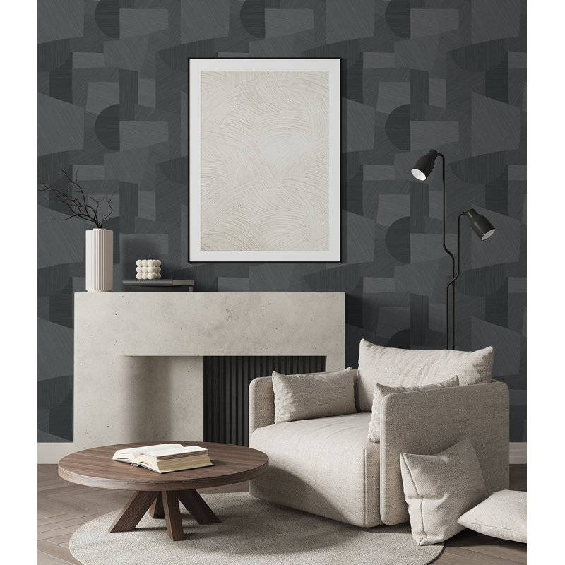 Papier peint ivoire Ivy Bronx Designs, Gris