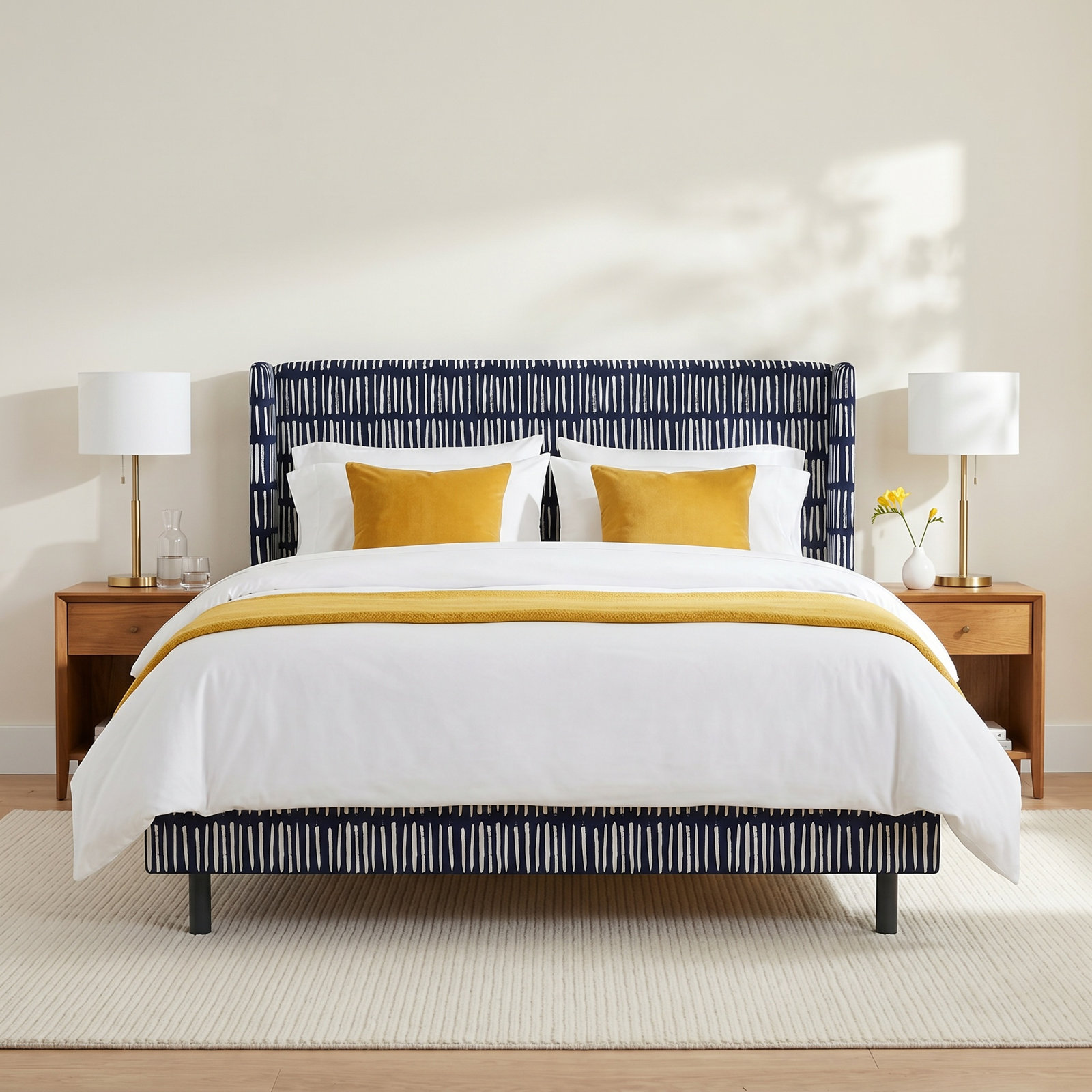 Lapa Wingback Bed, Full, Dash Navy