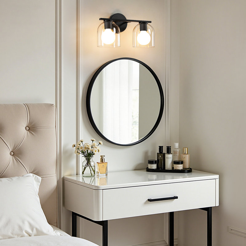 Meola 2-Light Dimmable Vanity Light , Matte Black