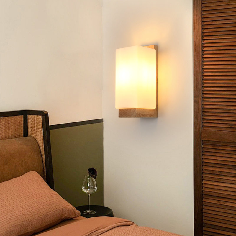 Siahna Wood Base Flush Mounted Wall Sconce
