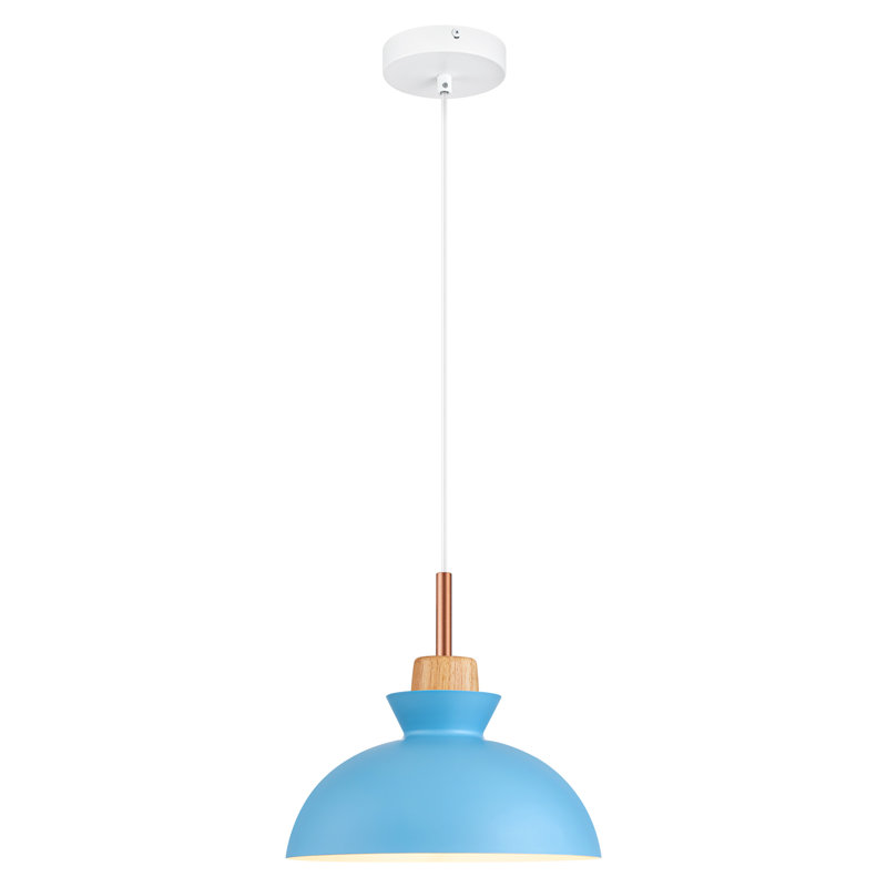 Ozma 1-Light Adjustable Aluminum Dome Pendant, Blue Bird