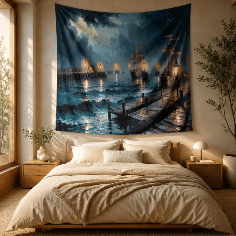 Tapisserie murale Nautical Harbor Lights, 51 po x 60 po