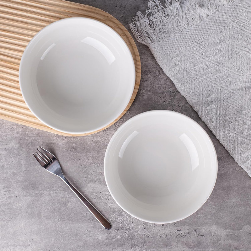 Ensemble de bols de service en céramique de 4 grands bols à soupe 45 oz pour salade, céréales, pâtes, nouilles, pho, ramen - va au micro-ondes et au lave-vaisselle, empilable et durable