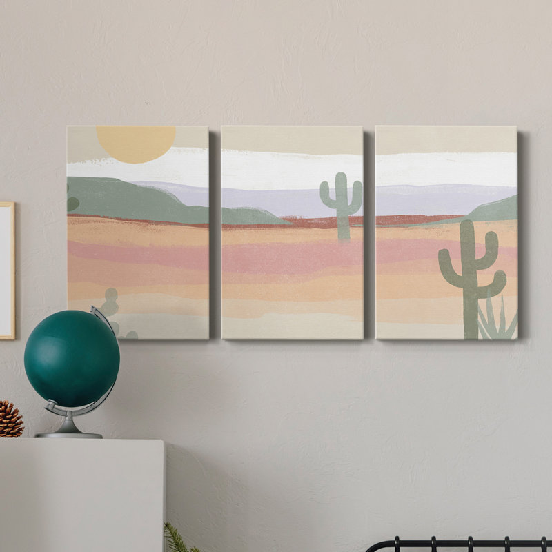 Cactus Plateau II - Toile tendue avec châssis de qualité supérieure - Prêt à être accroché, H 36 po x l 72 po x P 1 po