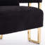 Fauteuil confortable avec pieds carrés dorés - Revêtement en molleton noir pour salon, vestiaire, bureau, salle de réception