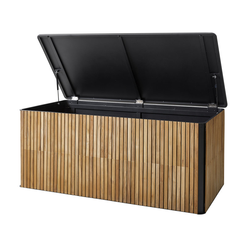 Combine 324.32 Gallon Water Resistant Teak Deck Box in Teak/Lava Gray