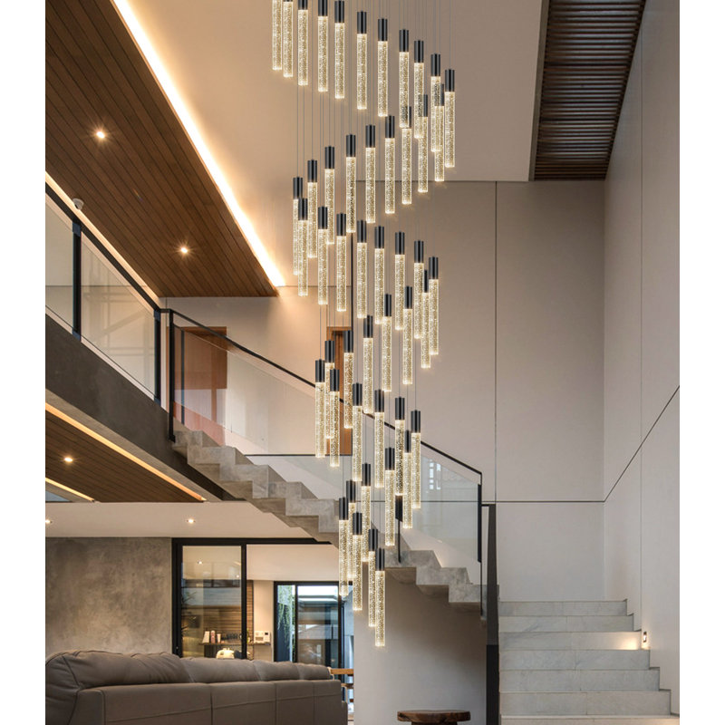 Lustre en cristal, Noir, 48, H 236 po x l 31,5 po x P 31,5 po