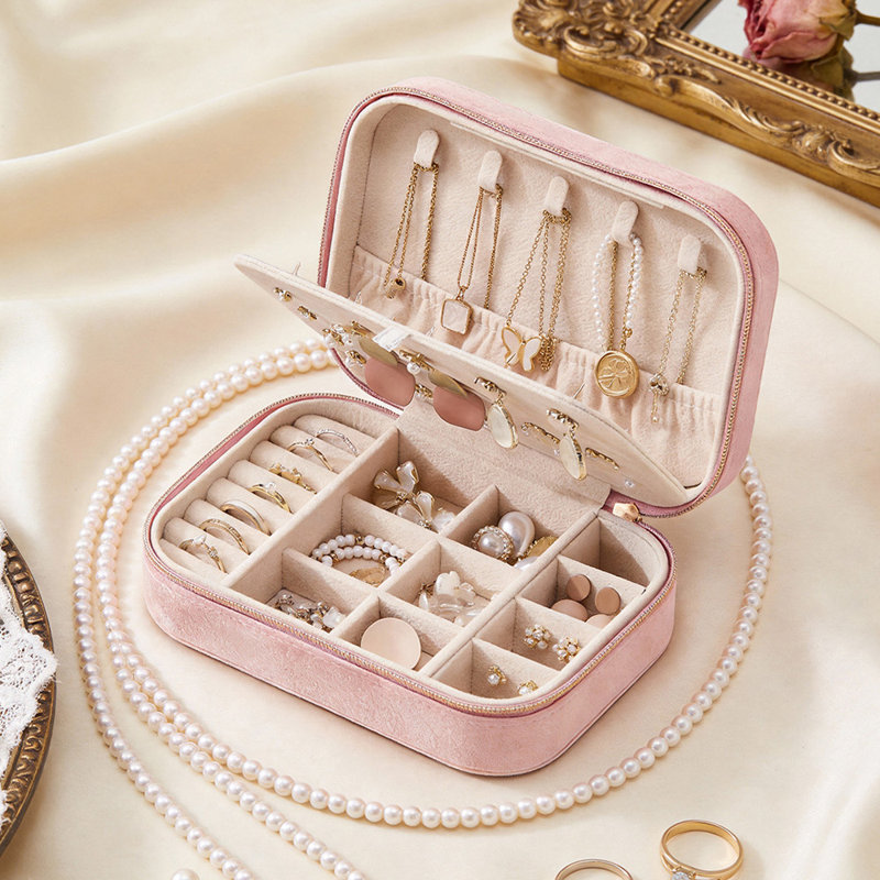 Jewellery Box + Dividers, Pink