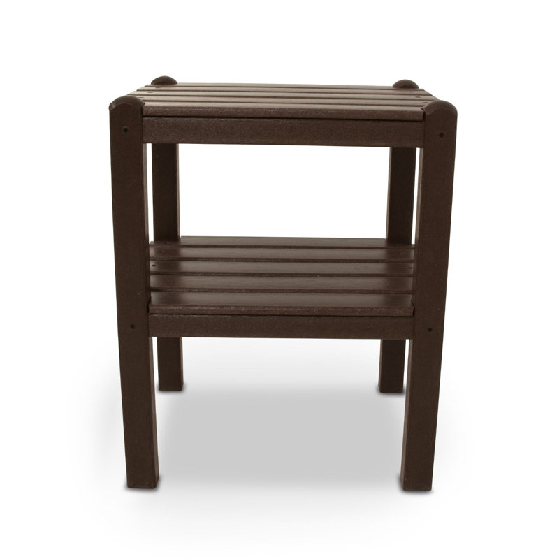 POLYWOOD Two Shelf Side Table, Mahogany