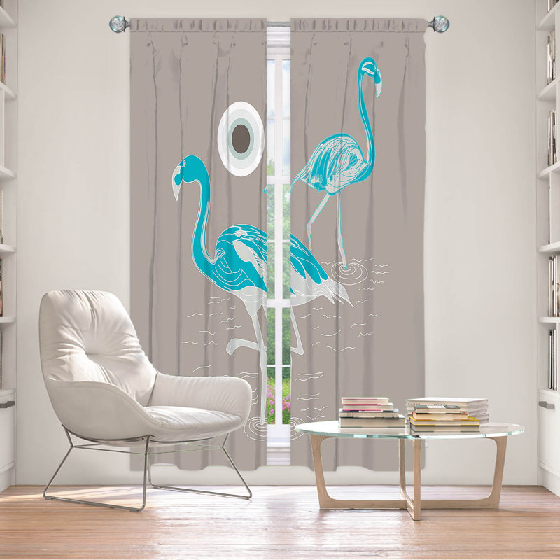 Paire de rideaux obscurcissant en polyester Denes, L 20 po x L 52 po, Bleu / gris / blanc