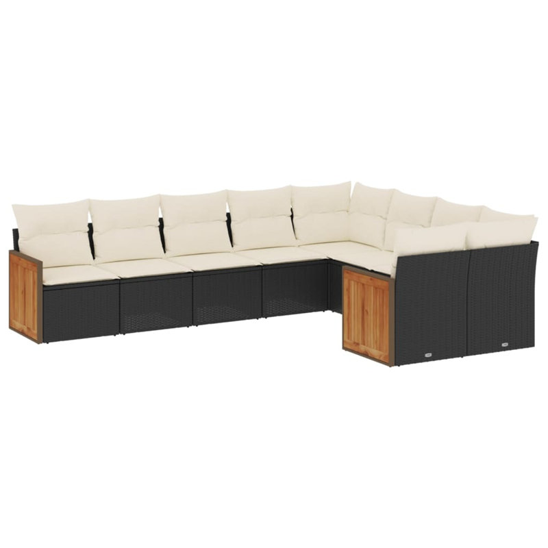 Ensemble de canapé de jardin Vidaxl noir, blanc crème
