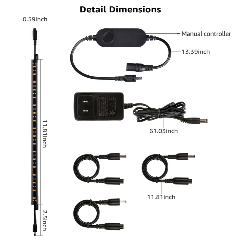 Gunbox 12" LED Gun Safe Light Kit, 4 Linkable Light Bars with Alexa Voice Control, Warm White, 3000