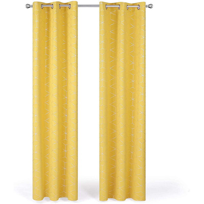 Bost Room Darkening Thermal Curtains, Width 168 x Drop 183 cm, Mellow Yellow