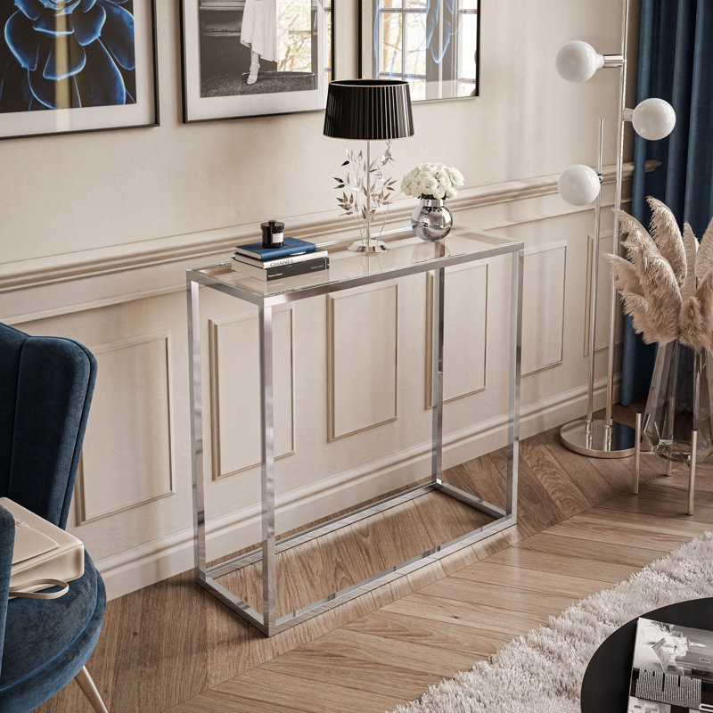 Honalee Glass Top Console Table, 79cm H x 80cm W x 30cm D