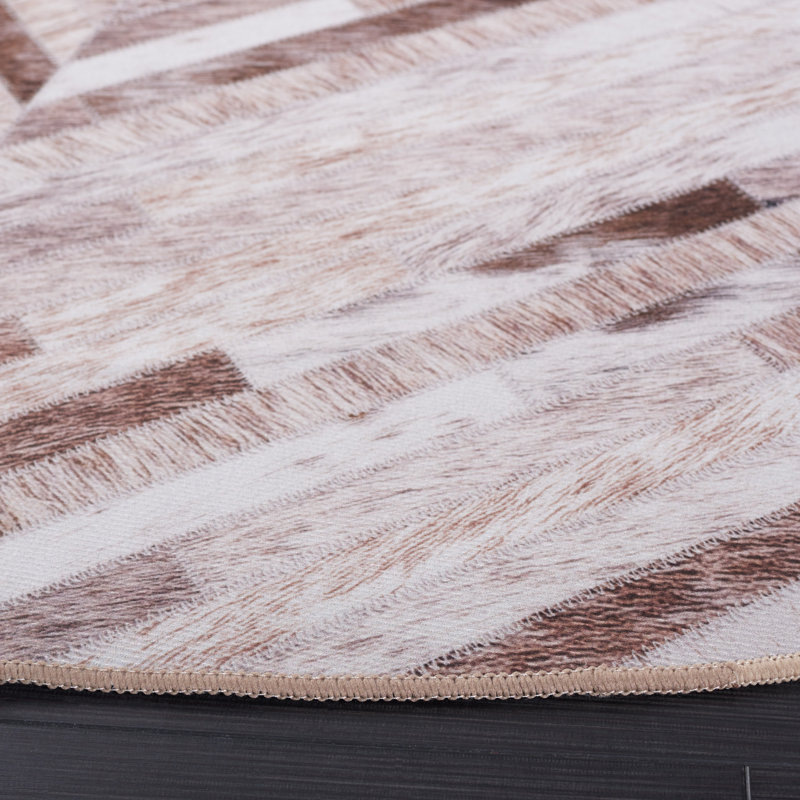 Aurelea Performance Machine Washable Geometric Rug, Round 6'