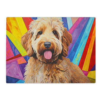 Labradoodle Geometric No.2  Glass Chopping Board