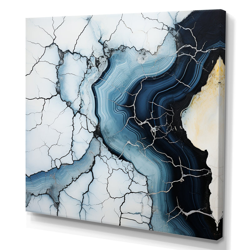 «Blue Stone Geode Minimalisme II», art mural pierre spirituelle, Toile tendue, H 16 po x l 16 po x P 1 po
