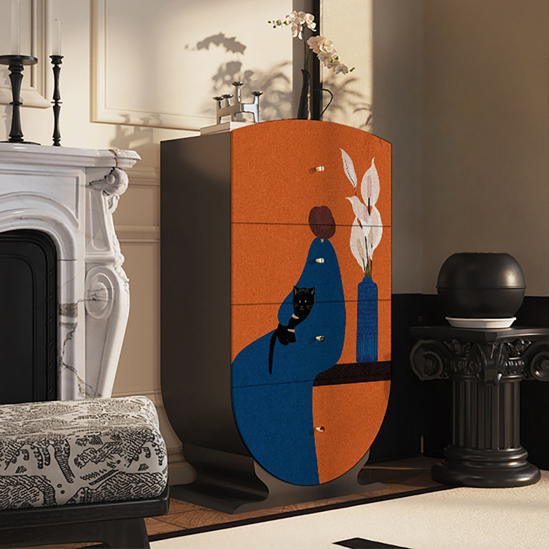 Armoire décorative moderne pour art abstrait, Doré