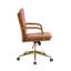 Chaise de bureau réglable en similicuir de 23,2 po de large et de couleur chameau avec accoudoirs rembourrés et siège pivotant rembourré-1690942811