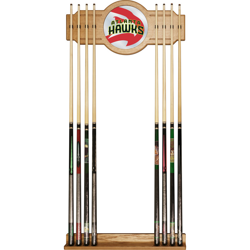 Support à queue de billard avec miroir nba, Hawks d'Atlanta, L 30 po x l 12 po