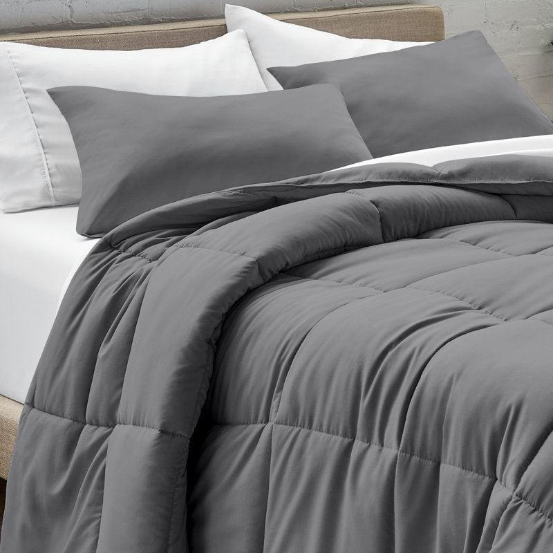 Bare Home Duvet and Pillowcase Set, Grey, Double